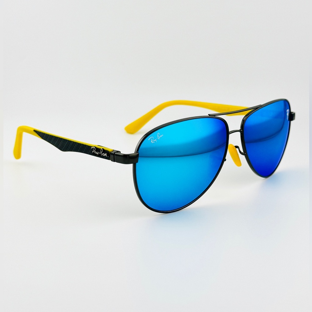 Ray-Ban Sunglasses RB8313M Scuderia Ferrari Black Frame with Blue Mirror lenses - Picture 10 of 16